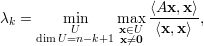 λk =     min    max  ⟨Ax,-x-⟩,
     dimU=Un -k+1 x∈xU⁄=0 ⟨x,x ⟩
